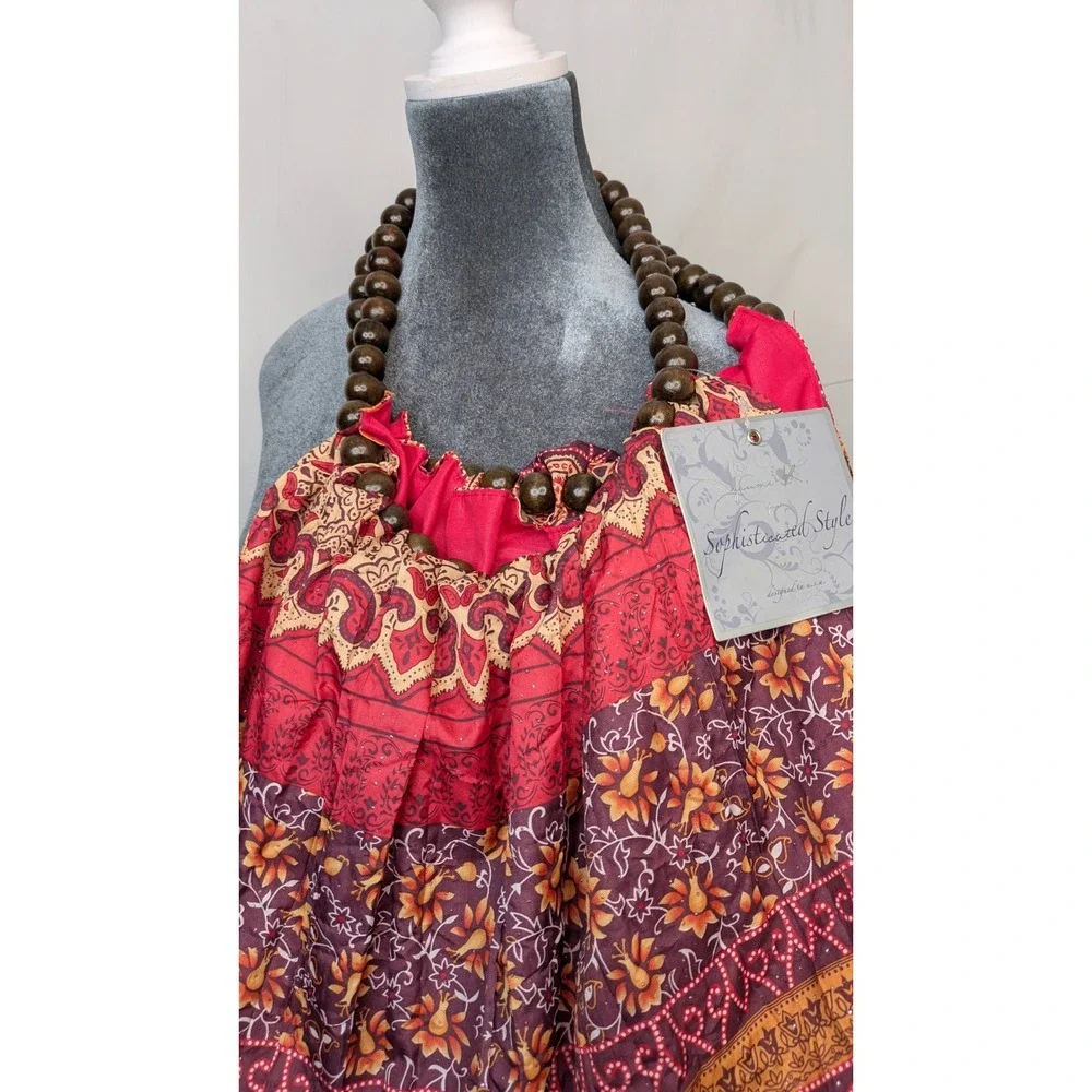 Youmi K Bohemian Hobo Bag Beaded Handle Festival Tote NWT Made USA Large